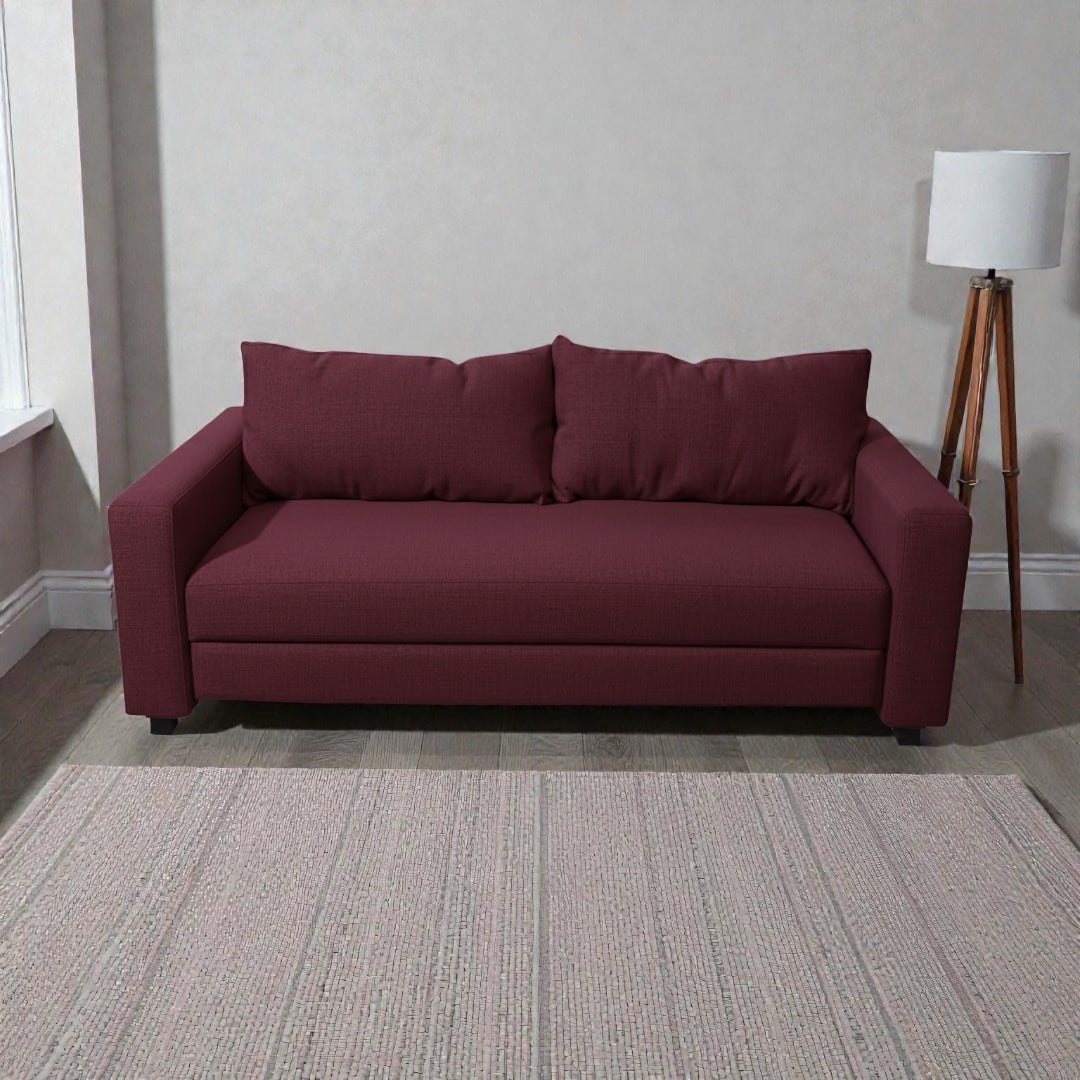 Diseños Valestrini - Sofa Cama Multifuncional Lino Rojo Burdeo