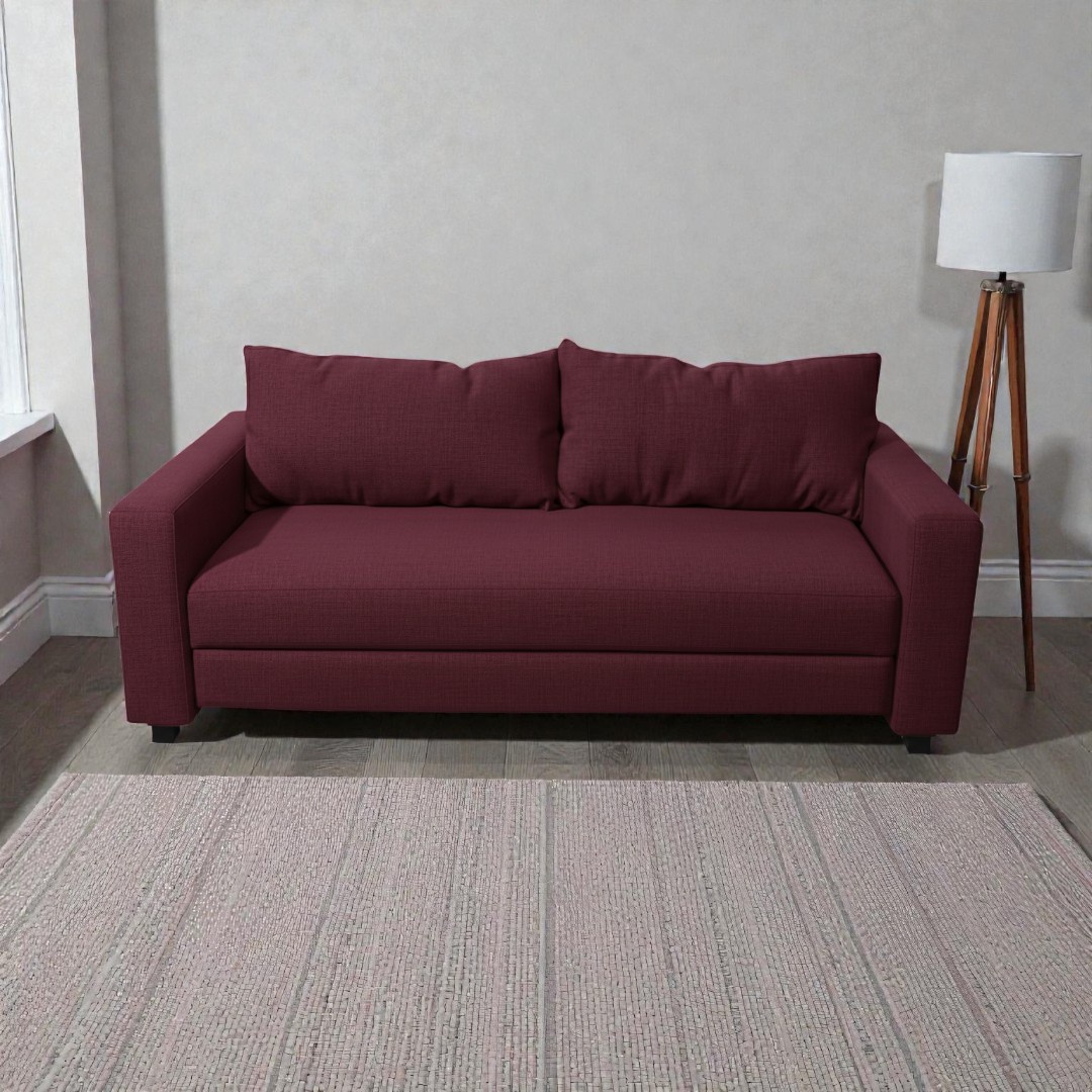 Diseños Valestrini - Sofa Cama Multifuncional Lino Rojo Burdeo