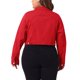thumbnail image 4 of Agnes Orinda Chaquetas de Mezclilla Recortadas de Moda con Botones y Cuello Abierto para Mujer de Talla Grande para Escuela o Universidad 1X Rojo, 4 of 8