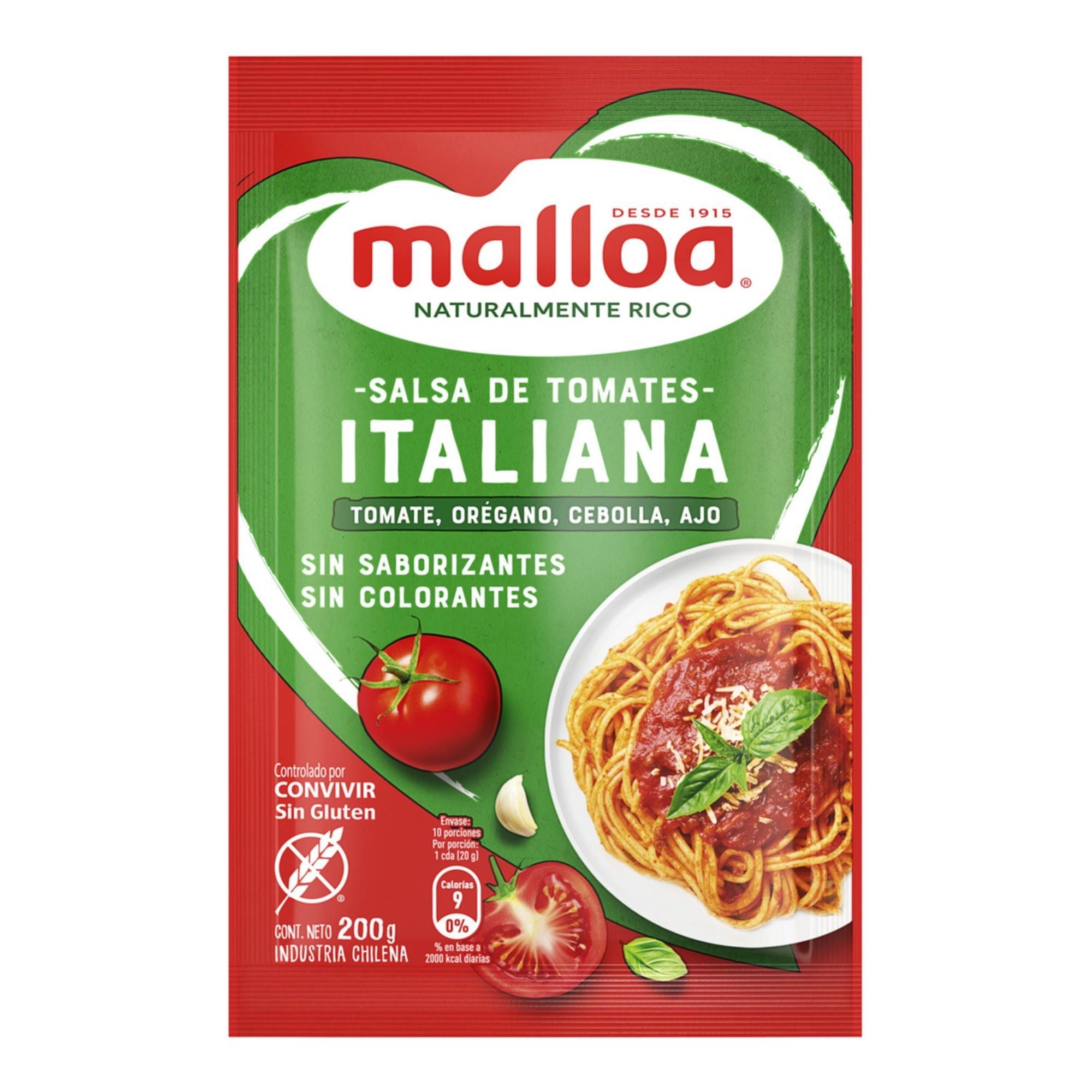 Salsa De Tomate Italiana Doypack 200 g Malloa