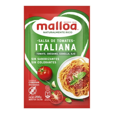 Salsa De Tomate Italiana Doypack 200 G Malloa