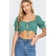thumbnail image 1 of Top Corto Tejido con Estampado Floral Verde Jade S, 1 of 5