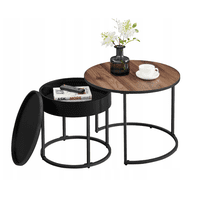 Casa Vinte - Set 2 Mesas De Centro Nido Madera Y Fierro Autti