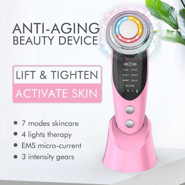 Rejuvenate Your Skin with EMS Facial Massager & LED 4 Light Therapy - 7 Modes, 3 Intensity Gears & More!