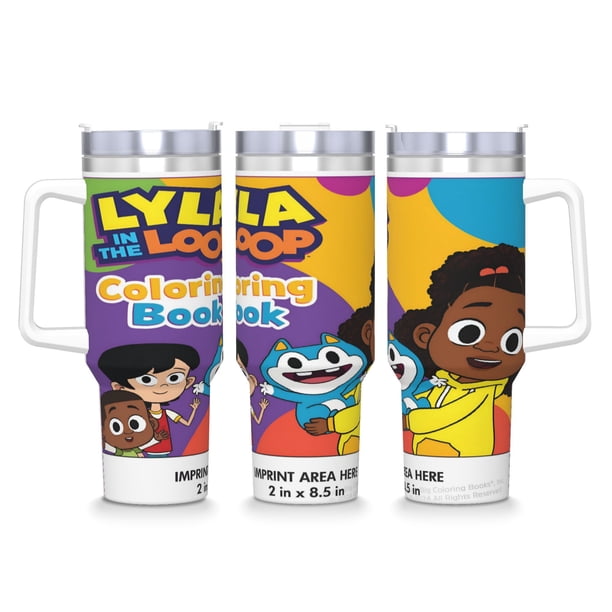 Lyla en el Bucle Vaso aislado de acero inoxidable con asa, diseño temático, regalo para familia, amigos y fans; incluye pajita y encaja en el portavasos estándar, 40 oz