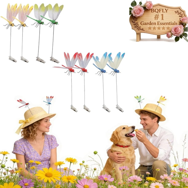 8 clips libélula repelente insectos 3D falsas mantener insectos alejados estacas decoración jardín