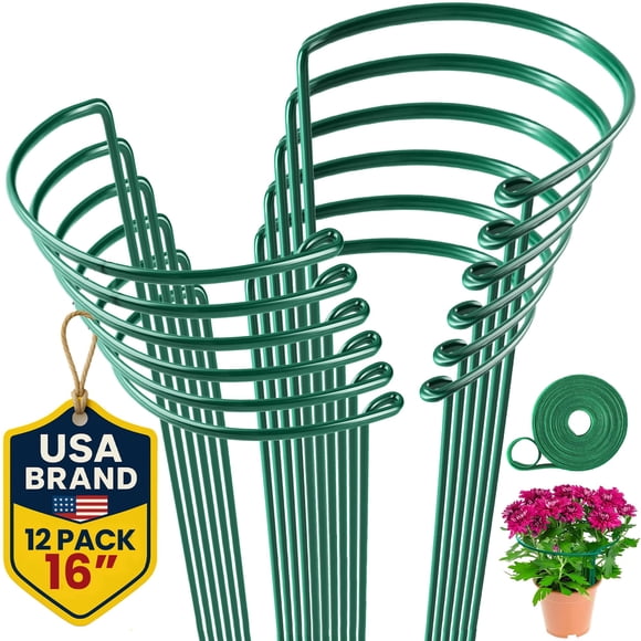 Estacas de soporte para plantas K-Brands, resistentes, media ronda, paquete de 12