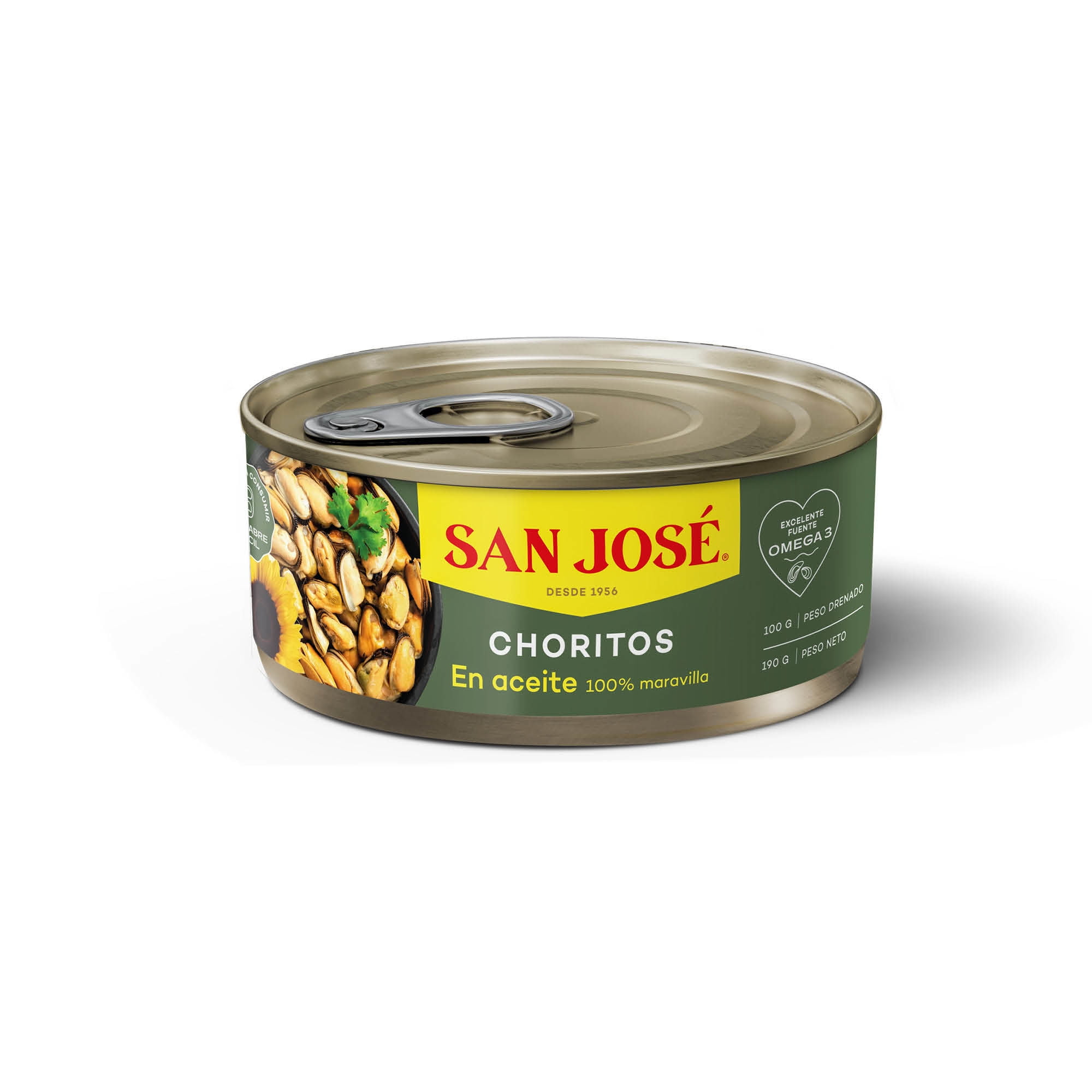 Choritos Aceite De Maravilla Lata Drenado 100 g - Neto 190 g San José