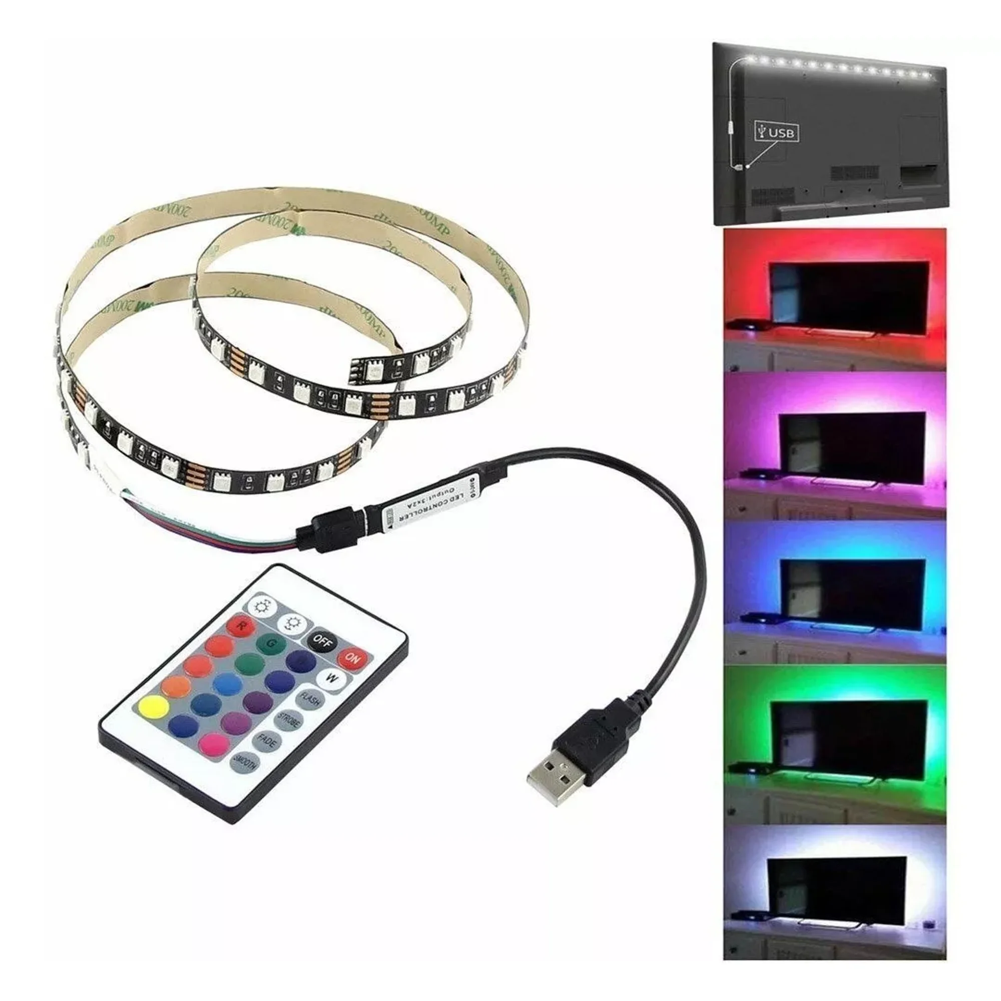 Center Web - Cinta Rgb Para Tv Tira Led Usb