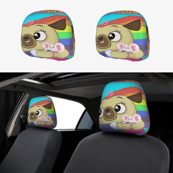 Chip y Potato Funda Protectora Universal para Reposacabezas de Coche, Funda Elástica para Reposacabezas de Asiento de Auto, Funda de Tela Antipolvo, Accesorios de Interior 2 Piezas