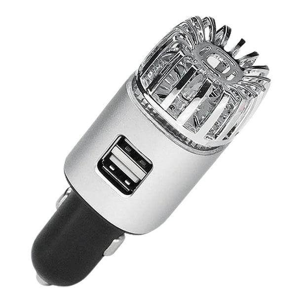 Purificador de aire ionizador para coche - Desodorante iónico antimicrobiano enchufable de 12 V con cargador USB doble - Elimina olores a humo, mascotas y comida, alérgenos y virus.
