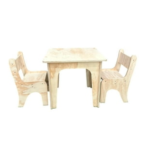 Genérico - Mesa Montessori De Madera Con 2 Sillas Para Niños