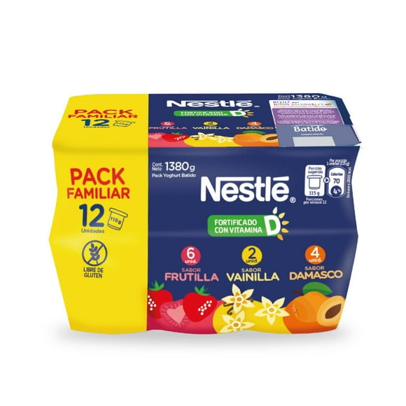Yoghurt Batido Mix Sabores Multipack Pote, 12 Un x 115 g