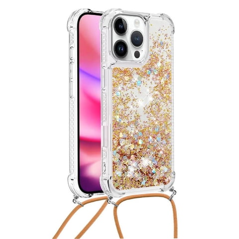 Funda Foxdock Para Iphone 16 Pro Max Con Cuerda Ajustable, Brillo Líquido, Protección Antigolpes Y Lente – Ideal Para Regalo