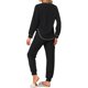 thumbnail image 3 of INSPIRE CHIC Conjunto de Pijama para Mujer de Punto Waffle con Manga Larga y Cuello en V, Pantalones Jogger con Cintura Elástica, 2 Piezas de Ropa de Descanso con Bolsillos, L Negro, 3 of 6