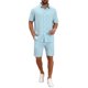 thumbnail image 1 of INSPIRE CHIC Conjunto de 2 Piezas para Hombre Camisa de Manga Corta y Pantalones Cortos con Textura a Rayas 2XL Azul Claro, 1 of 5