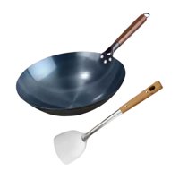 Bothyi - Wok Pan Cocinar Wok Universal Con Mango De Madera Wok Tradicional Chino A Gas 32Cm
