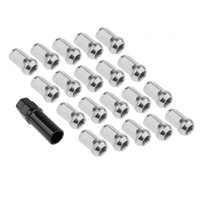 Magideal - Tuercas De Rueda De 20 Piezas Con Accesorios Para Llaveros, Piezas De Reparación De Acero Al Carbono Forjado En Frío, Piezas De Repuesto De Extremo Plata M12X1.5