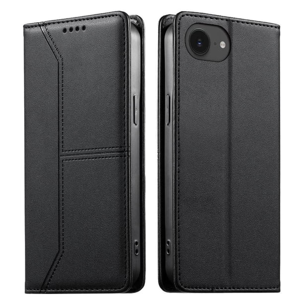 Funda tipo cartera con bloqueo RFID para iPhone 16e cubierta magnética de cuero con tapa y soporte Negro