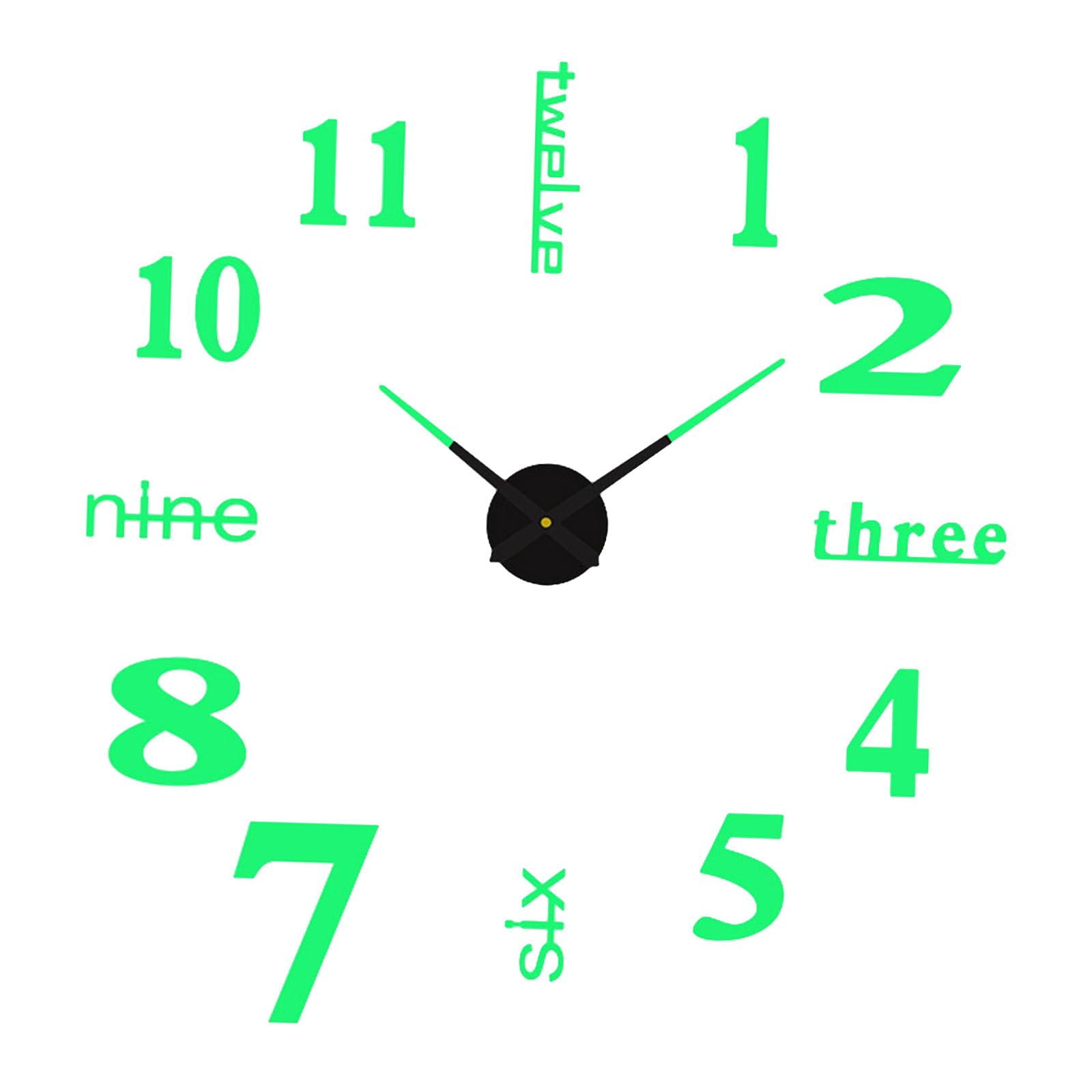 Magideal - Pegatinas De Reloj De Pared Luminosas 3d, Reloj Decorativo Diy, Decoración De Pared, Reloj Silencioso