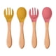 thumbnail image 1 of 4 tenedores y cucharas de silicona con mango de madera, 1 of 5