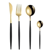 Genérico - Juego Cubiertos 16 Piezas Acero Inoxidable Negro Elegante