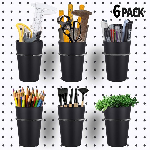 Juego de 6 ganchos para tablero perforado Kuhome, estilo anillo con tazas, de acero inoxidable