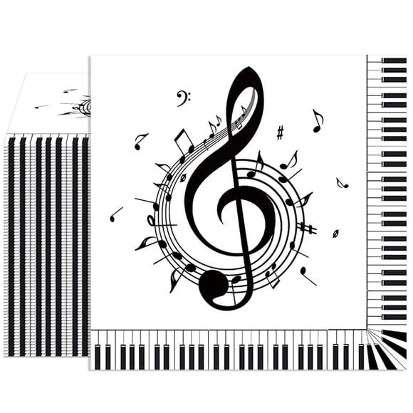 Servilletas Muplaya 40 uds 16,5 × 16,5 cm Negro y Blanco con Motivo Musical