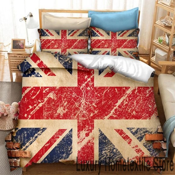 Britain Flag Bedding Set,Duvet Cover Comforter Bed Set Quilt Cover Pillowcase, Boys Girls Adults Bed Sheets