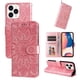 thumbnail image 5 of Funda tipo cartera FOXDOCK para iPhone 14 Pro Max , diseño girasol en relieve, cuero PU, cierre magnético, soporte y tarjetero, 5 of 5