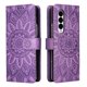 thumbnail image 1 of Funda tipo cartera FOXDOCK para Samsung Galaxy Z Fold 3 , diseño girasol en relieve, cuero PU, cierre magnético, soporte y tarjetero, 1 of 5