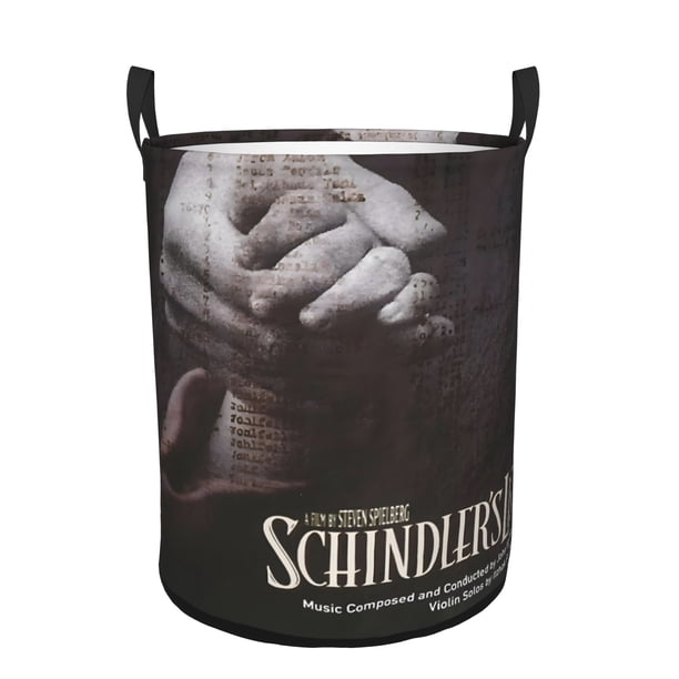 La Lista de Schindler Cesta de lavandería de gran capacidad redonda con asa, bolsa para ropa sucia plegable, almacenamiento para dormitorio, baño y lavadero 44x35 cm