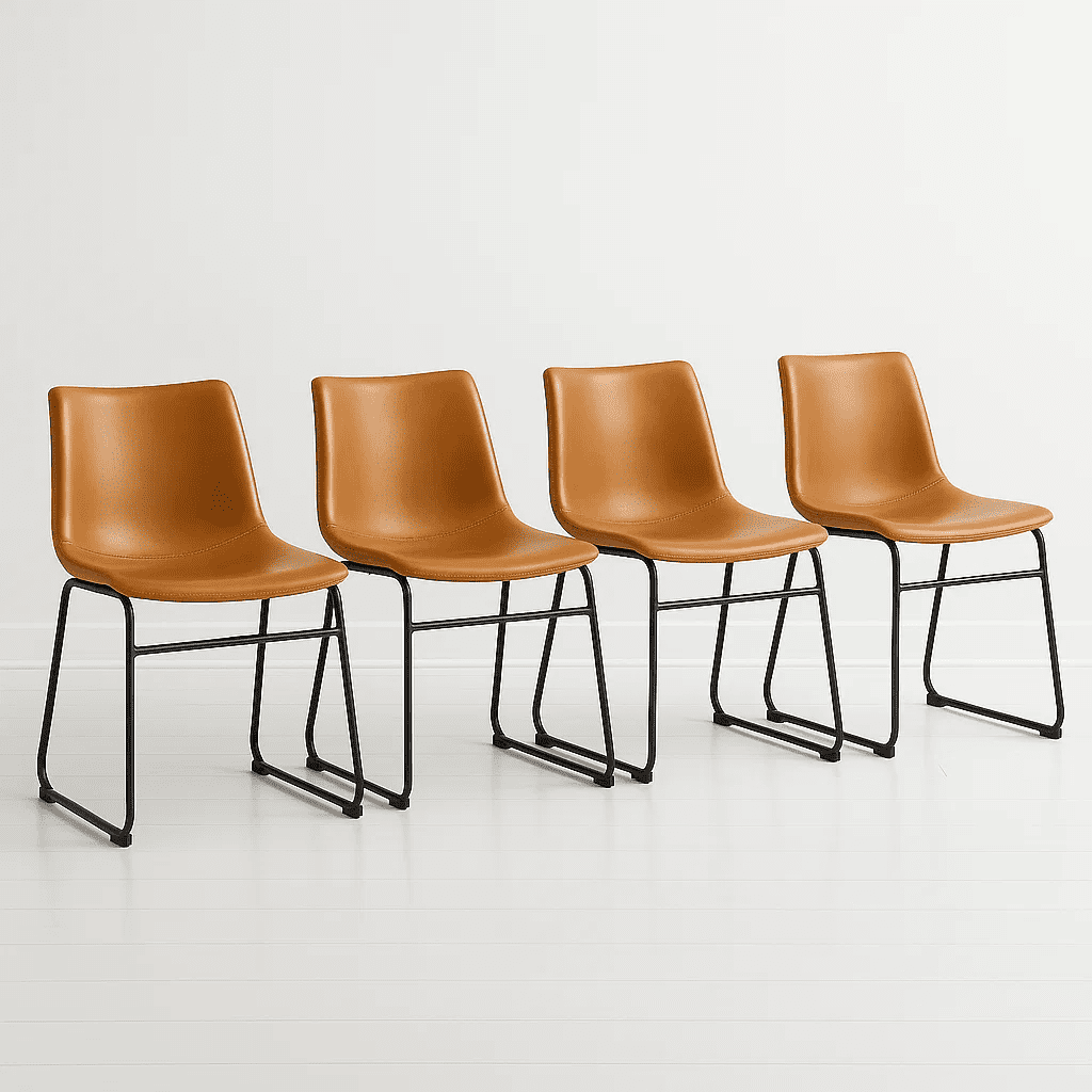 Klik Muebles - Pack De 4 Sillas Burgos De Comedor De Cuero Sintético Y Metal