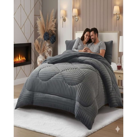 Mylhogar - Cubrecama Plaza Y Media Sherpa Chiporro Invierno Extra Suave Premium