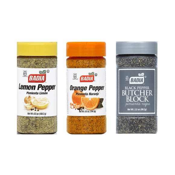 Pack Pimientas Premium Badia – Pimienta Negra, Pimienta Limón y Pimienta Naranja