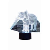 Lelumania - Lampara Ilusion 3D Elefante De Lado De 7 Colores, Base Touch