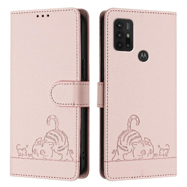 Funda tipo cartera FOXDOCK para Motorola MOTO G30/G10/G20 con soporte, ranuras, RFID, diseño de gato