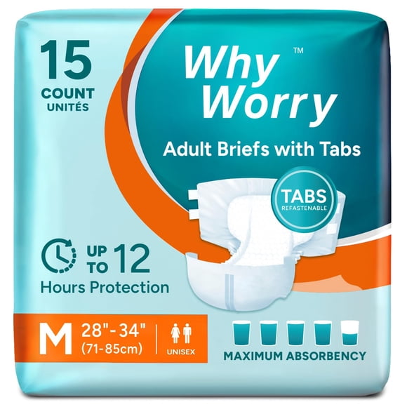 Pañales para Adultos WHYWORRY Talla Media 15 Unidades - Máxima Absorción
