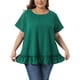 thumbnail image 1 of Agnes Orinda Blusa Casual de Verano para Mujer Talla Grande, Día de San Patricio, Cuello Redondo, Manga Corta, Dobladillo en Capas, 2X Verde, 1 of 6