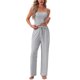 thumbnail image 1 of INSPIRE CHIC Conjunto de pijama de punto de jersey para mujer, cami ajustable y pantalones de pierna ancha con bolsillos XS Gris, 1 of 6