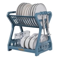 Genérico - Escurridor Platos 2 Niveles Plástico Azul Y Acero Organizador