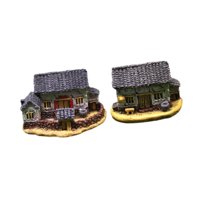 Ioensy - 2X Micro Village House Paisaje De Jardinería En Miniatura Para Oficina Fuera De Casa White