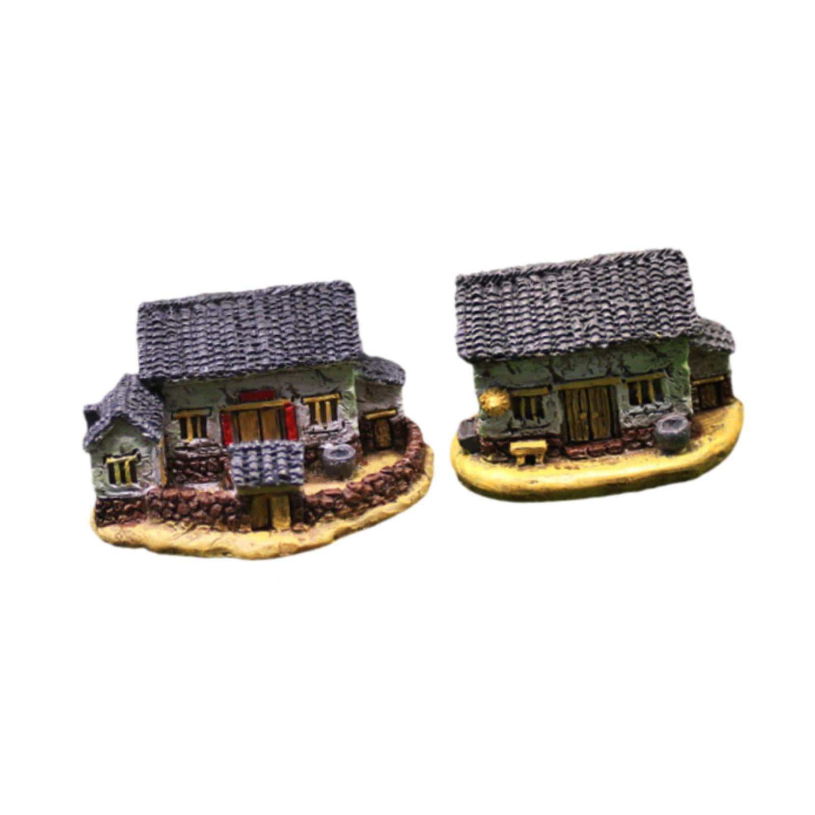 Ioensy - 2x Micro Village House Paisaje De Jardinería En Miniatura Para Oficina Fuera De Casa White
