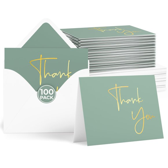 Tarjetas de Agradecimiento VNS Creations Paquete de 100 10x15 cm Verde Granito