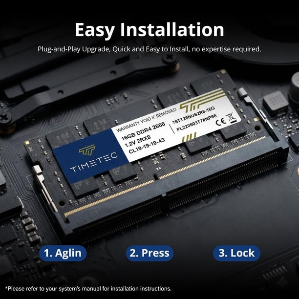 Memoria RAM para laptop Timetec 16 GB DDR4 2666 MHz SODIMM de 260