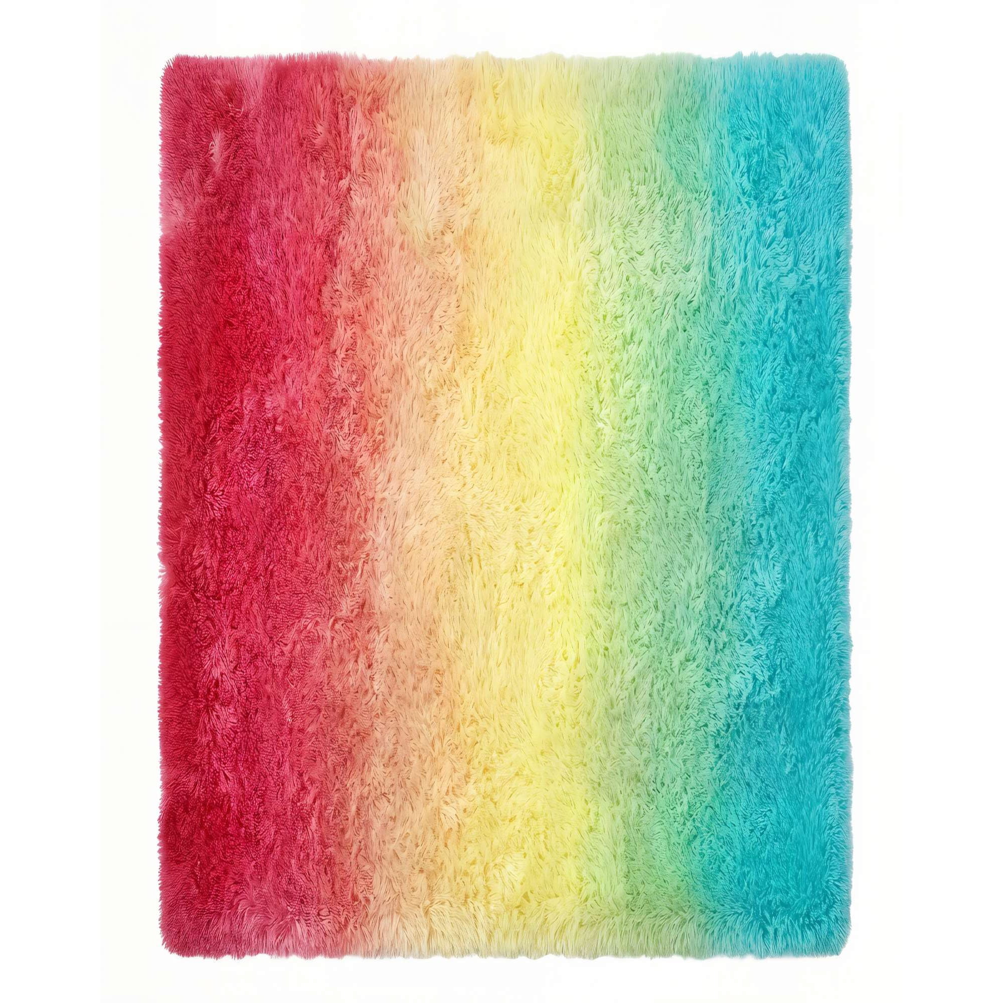 Genérico - Alfombra Textura Peluda 180x200 Arcoiris