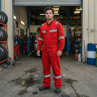 T-World - Overol Reflectante Gabardina Hombre Alta Visibilidad Trabajo Rojo