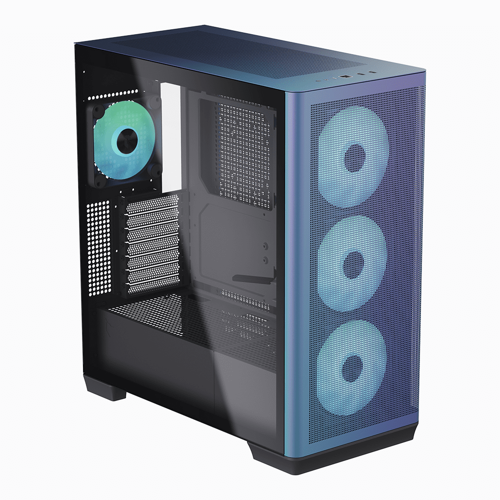 Apnx - Gabinete Gamer Premium Creator C1 Argb, Color Chromaflair Limited Edition, Incluye 4 Fans