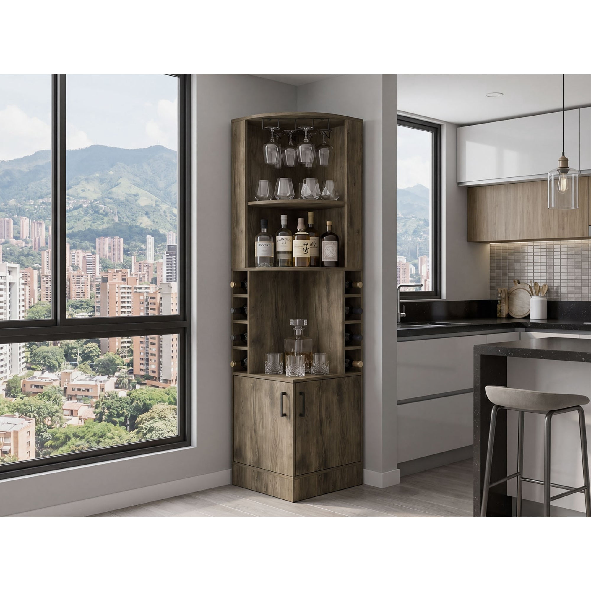 Bar Esquinero Kava Beijing Coñac 180,6x46,9x46,9 Cm