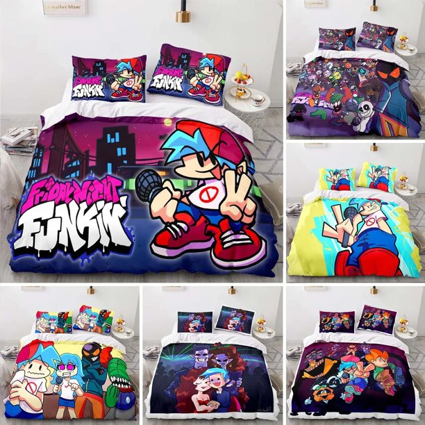 Friday Night Funkin Bedding Set Kawaii Bed Set Aldult Kid Bedroom Duvetcover Sets